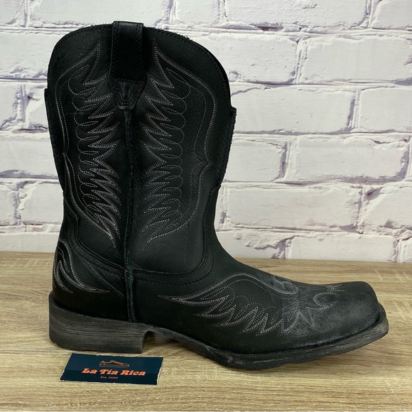 Ariat Rambler Phoenix Black Leather Western Cowboy Boots - Picture 5 of 9